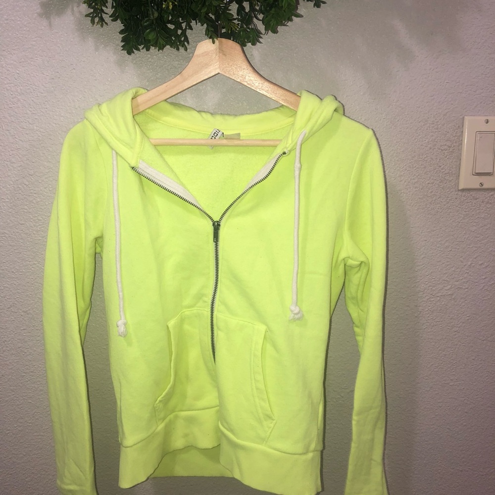 Neon green zip up hoodie